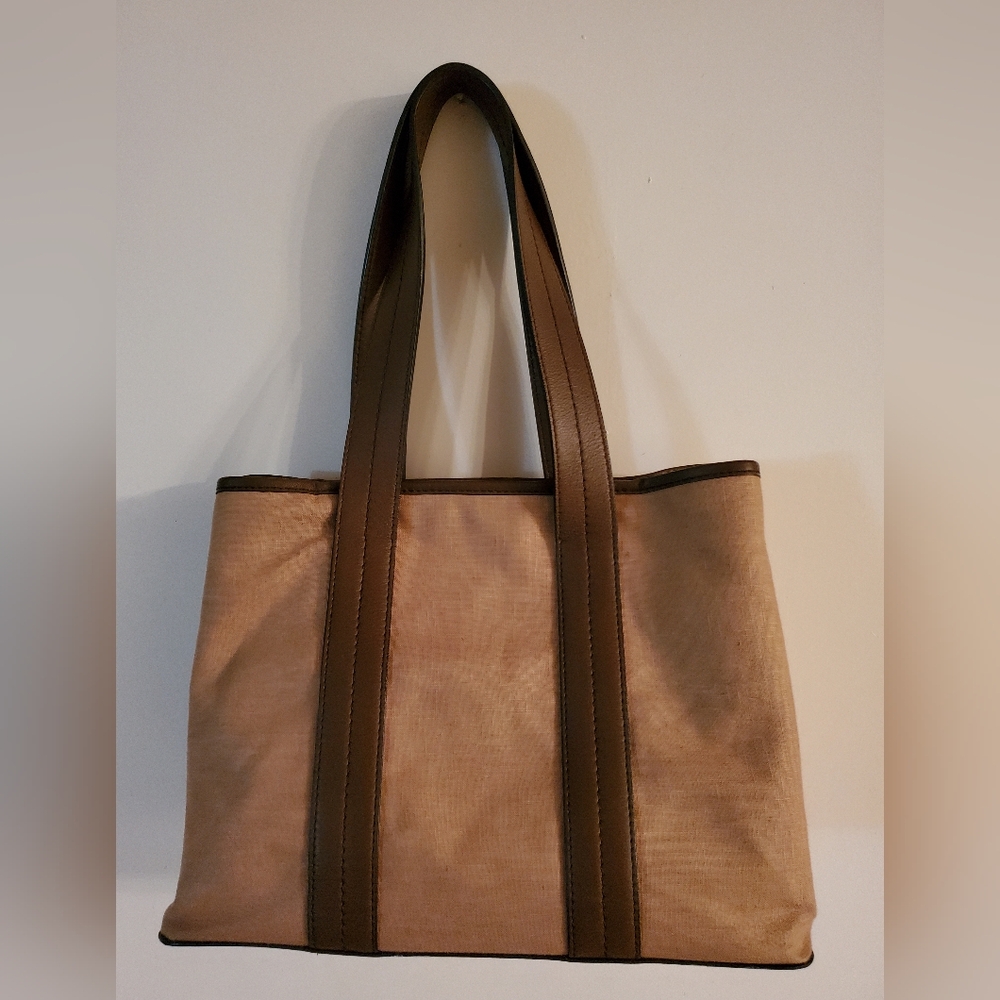 MaxMara Italy Canvas Brown Leather Trim Tote bag - Picture 8 of 8